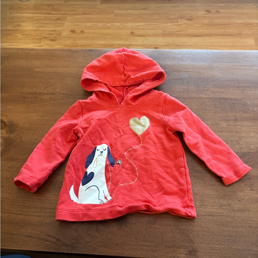 🩷 6 for $20 🩷 Carter's Red Hoodie with Dog and Heart Design